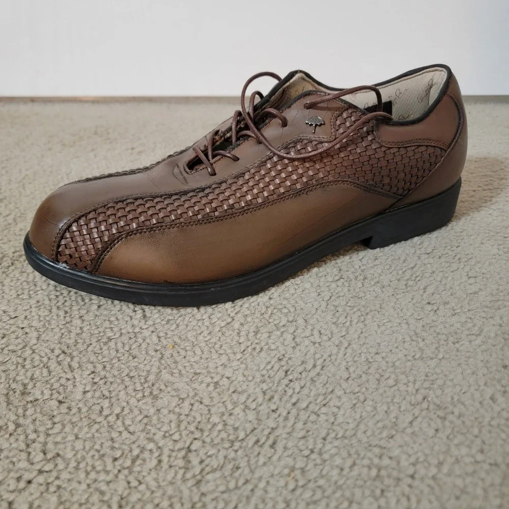 Vintage Arnold Palmer Umbrella Outlast LSC Brown Woven Golf Shoes Size 11.5